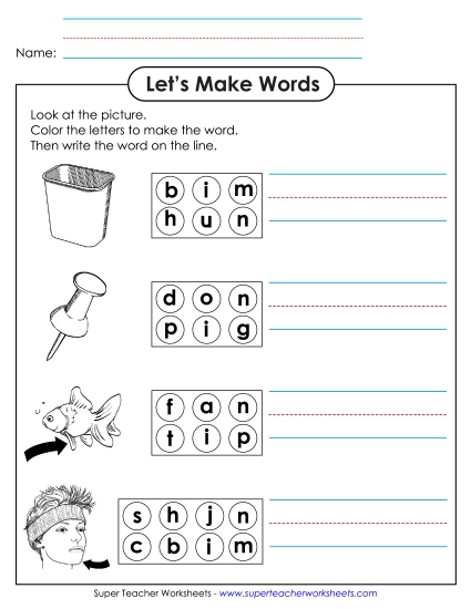 Worksheets - Color the Letters & Write (-in)
