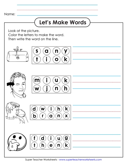 Worksheets - Color the Letters & Write (-ink)