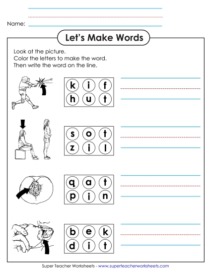 Worksheets - Color the Letters & Write (-it)