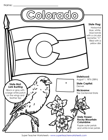 Symbols - Colorado Symbols Coloring Page Symbols - Colorado Symbols Coloring Page