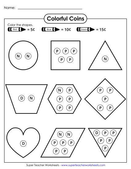 Worksheets - Colorful Coins
