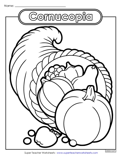 Coloring Pages - Coloring Page: Cornucopia