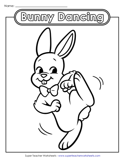 Basic Pictures (For Younger Kids) - Coloring Page: Dancing Easter Bunny