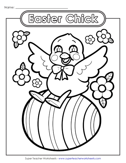 Basic Pictures (For Younger Kids) - Coloring Page: Easter Chick and Egg