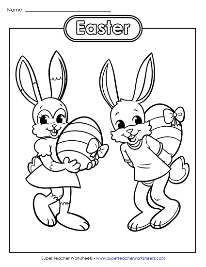 Basic Pictures (For Younger Kids) - Coloring Page: Easter Egg Bunnies Basic Pictures (For Younger Kids) - Coloring Page: Easter Egg Bunnies