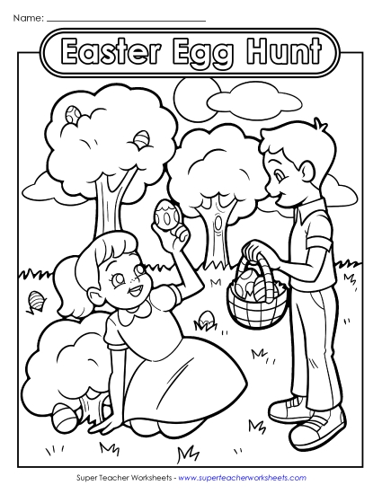 Advanced Pictures (For Older Kids) - Coloring Page: Easter Egg Hunt
