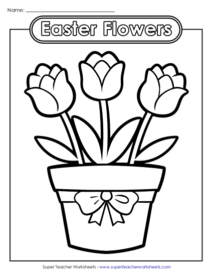 Basic Pictures (For Younger Kids) - Coloring Page: Easter Flowers