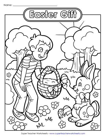 Advanced Pictures (For Older Kids) - Coloring Page: Easter Gift
