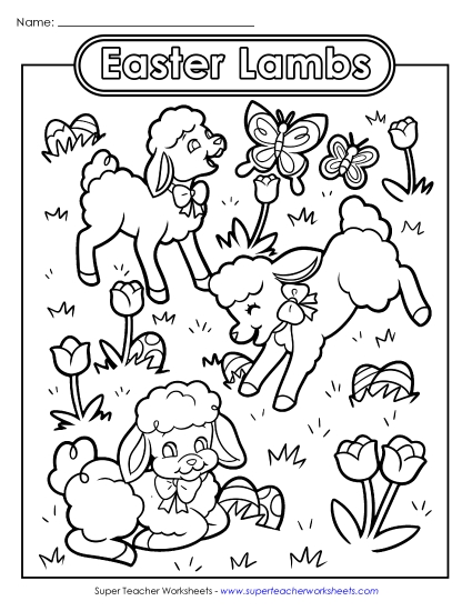 Advanced Pictures (For Older Kids) - Coloring Page: Easter Lambs