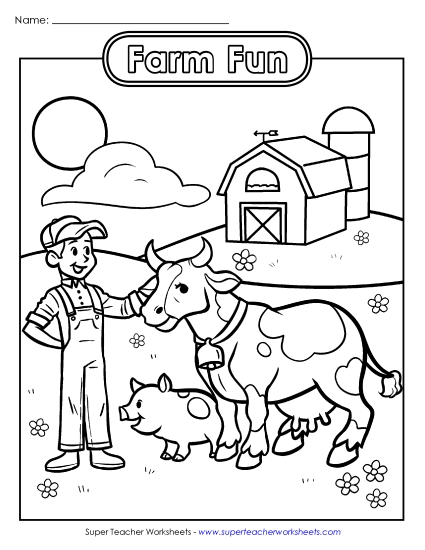 Coloring Pages - Coloring Page: Farm Scene