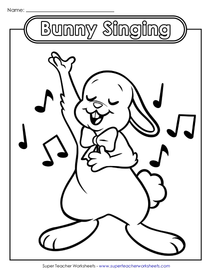 Basic Pictures (For Younger Kids) - Coloring Page: Singing Easter Bunny Basic Pictures (For Younger Kids) - Coloring Page: Singing Easter Bunny
