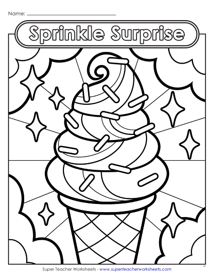 Craft & Coloring Activities - Coloring Page: Sprinkle Surprise  (Printable PDF Worksheet)