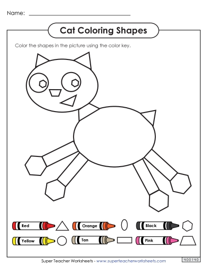 Coloring Pages - Coloring Shapes - Cat Coloring Pages - Coloring Shapes - Cat