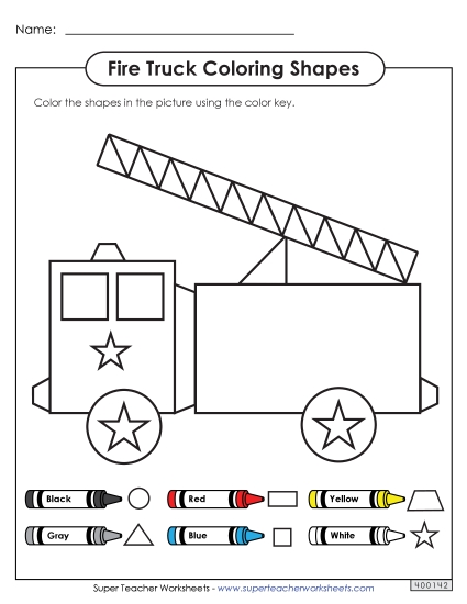 Coloring Pages - Coloring Shapes - Fire Truck