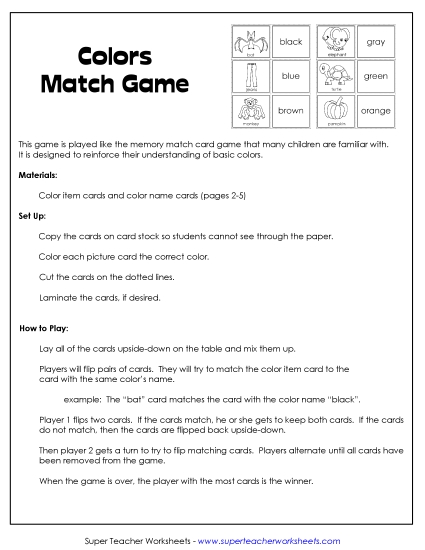 Multiple Colors - Colors - Memory Match Game