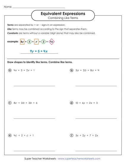 Combining Like Terms (Simplifying Expressions) - Combining Like Terms (Basic #1) Combining Like Terms (Simplifying Expressions) - Combining Like Terms (Basic #1)