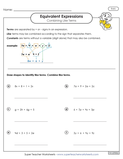 Combining Like Terms (Simplifying Expressions) - Combining Like Terms (Basic #2)