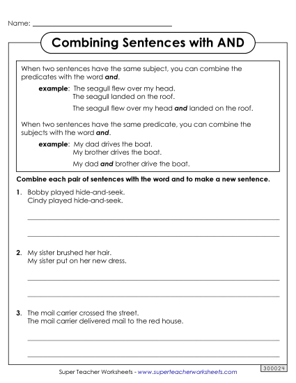 Intermediate - Combining Sentences with AND