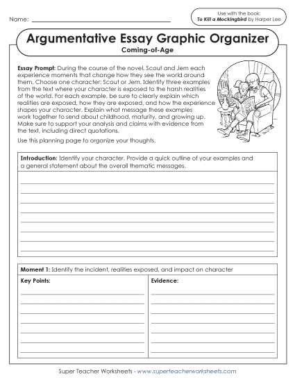 Argumentative Essays - Coming-of-Age (Planning Outline) (Printable PDF Worksheet)