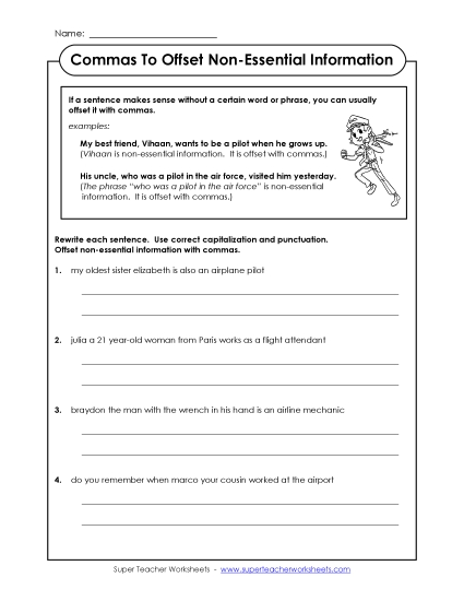 Commas to Offset Non-Essential Information - Commas for Non-Essential Information