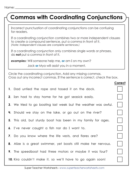 Advanced - Commas with Coordinating Conjunctions Advanced - Commas with Coordinating Conjunctions