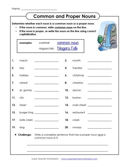 Common & Proper Nouns - Common and Proper Nouns (A)
