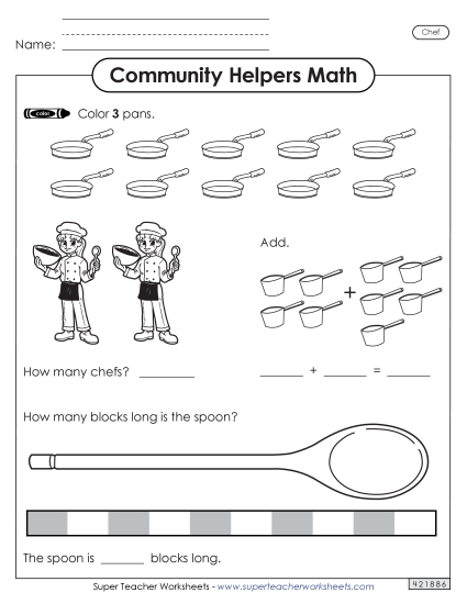 Mixed Math Skills (Very Basic) - Community Helpers Math: Chef Mixed Math Skills (Very Basic) - Community Helpers Math: Chef