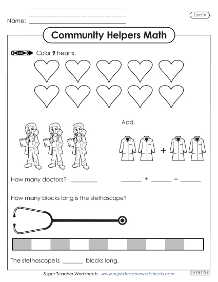 Mixed Math Skills (Very Basic) - Community Helpers Math: Doctor