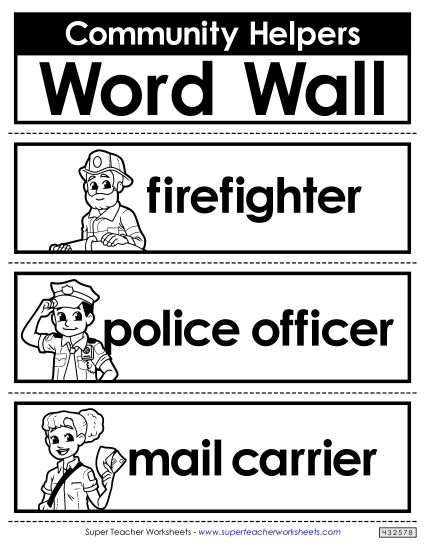 Word Wall and Web - Community Helpers Word Wall