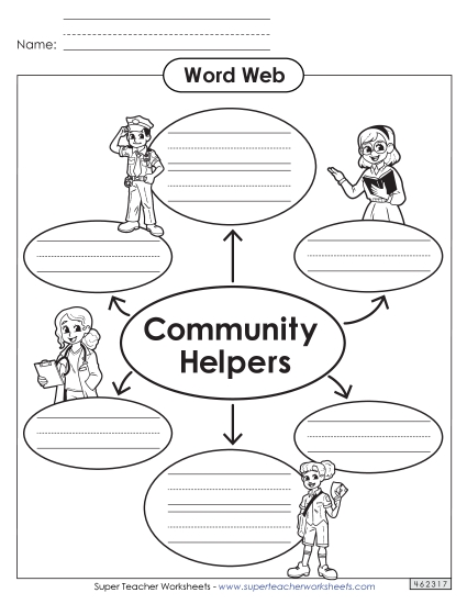 Word Wall and Web - Community Helpers Word Web