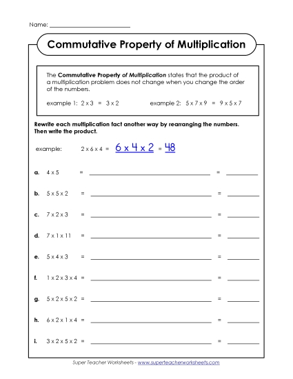 Properties of Multiplication - Commutative Property Properties of Multiplication - Commutative Property