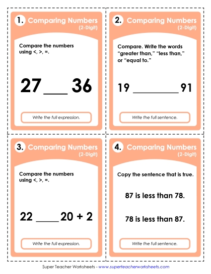 Comparing 2-Digit Numbers Comparing 2-Digit Numbers