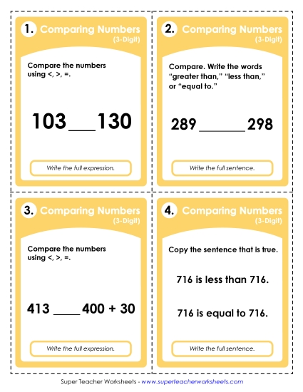 Comparing 3-Digit Numbers Comparing 3-Digit Numbers