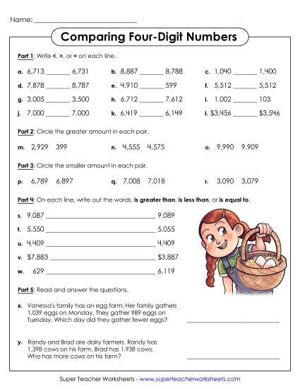 Comparing Numbers - Comparing 4-Digit Numbers #2