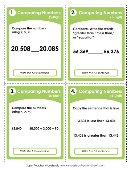 Comparing 5-Digit Numbers Comparing 5-Digit Numbers