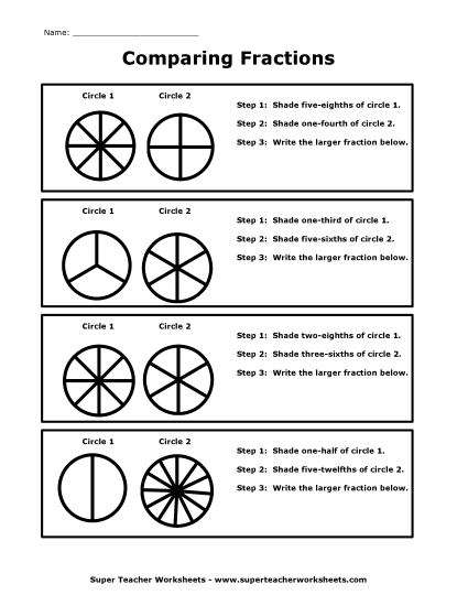 Comparing Fractions - Comparing Fraction Circles
