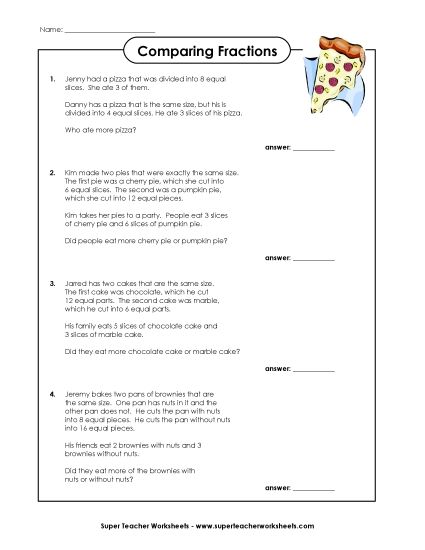 Sample Worksheet Images - Comparing Fractions Sample Worksheet Images - Comparing Fractions