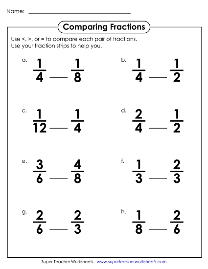 Comparing Fractions - Comparing Fractions