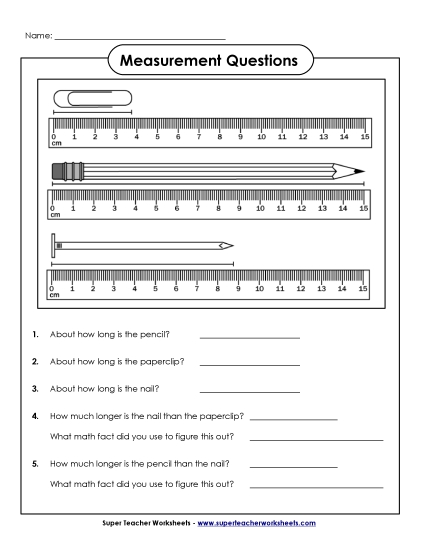 Measuring Centimeters - Comparing Lengths: Questions Measuring Centimeters - Comparing Lengths: Questions