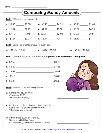 Compare Money Amounts - Comparing Money Amounts Compare Money Amounts - Comparing Money Amounts