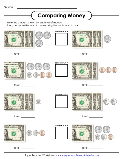 Amounts Up to $4 - Comparing Money