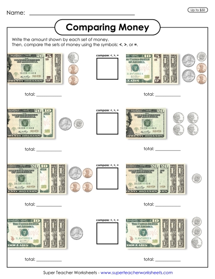 Amounts Up to $50 - Comparing Money
