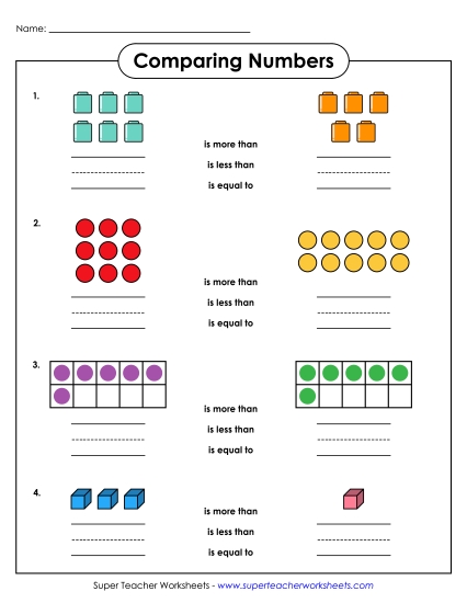 Greater, Less, Equal - Comparing Numbers: Illustrations