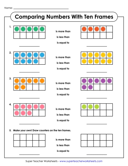 Greater, Less, Equal - Comparing Numbers with Ten Frames Greater, Less, Equal - Comparing Numbers with Ten Frames