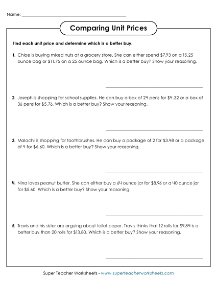 Finding & Comparing Unit Rates - Comparing Unit Rate 'Find the Better Buy'