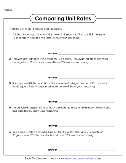 Finding & Comparing Unit Rates - Comparing Unit Rates Finding & Comparing Unit Rates - Comparing Unit Rates