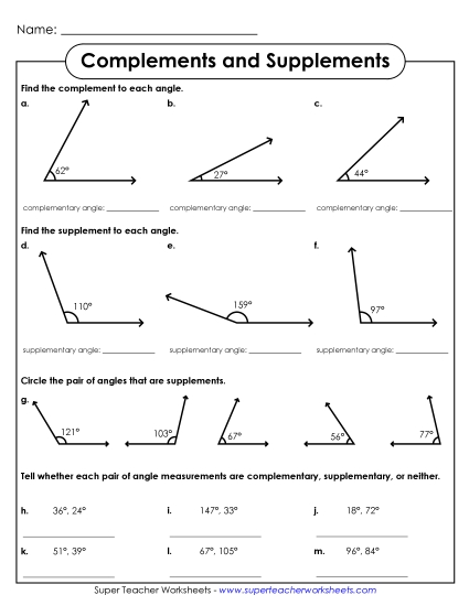 Complementary & Supplementary Angles - Complementary and Supplementary Angles Complementary & Supplementary Angles - Complementary and Supplementary Angles
