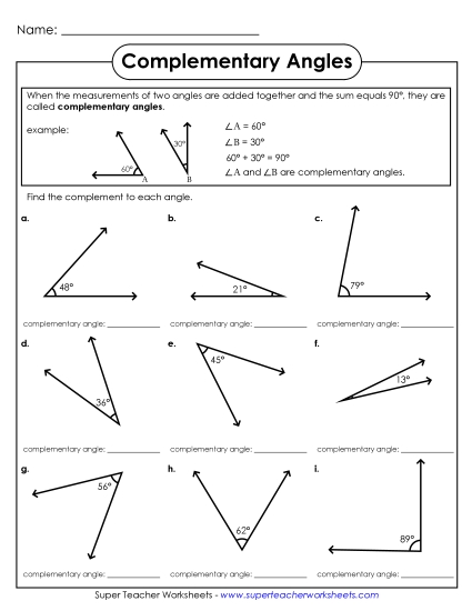 Complementary Angles - Complementary Angles