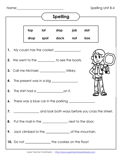 Worksheets - Complete the Sentence (B-4)