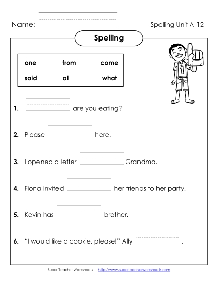 Worksheets - Complete the Sentences (A-12) Worksheets - Complete the Sentences (A-12)